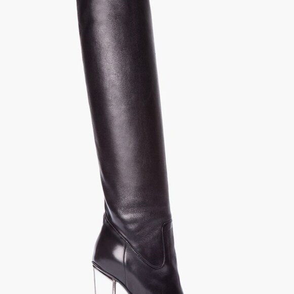 Yves Saint Laurent YSL Tabita Winter Boots Lambskin Black Silver Platform EU 37 - Picture 1 of 6